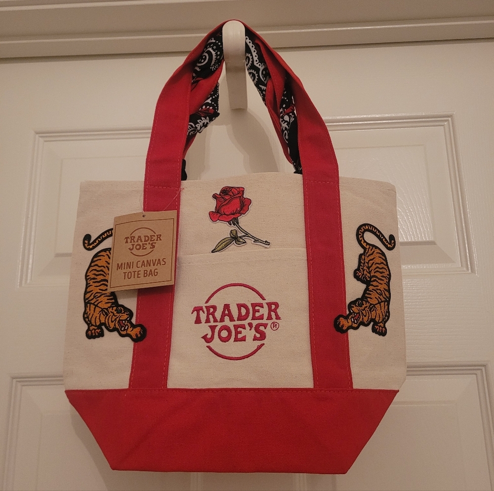 Trader Joes Mini Bag w/Tiger Rose Embellishments - Picture 2 of 5